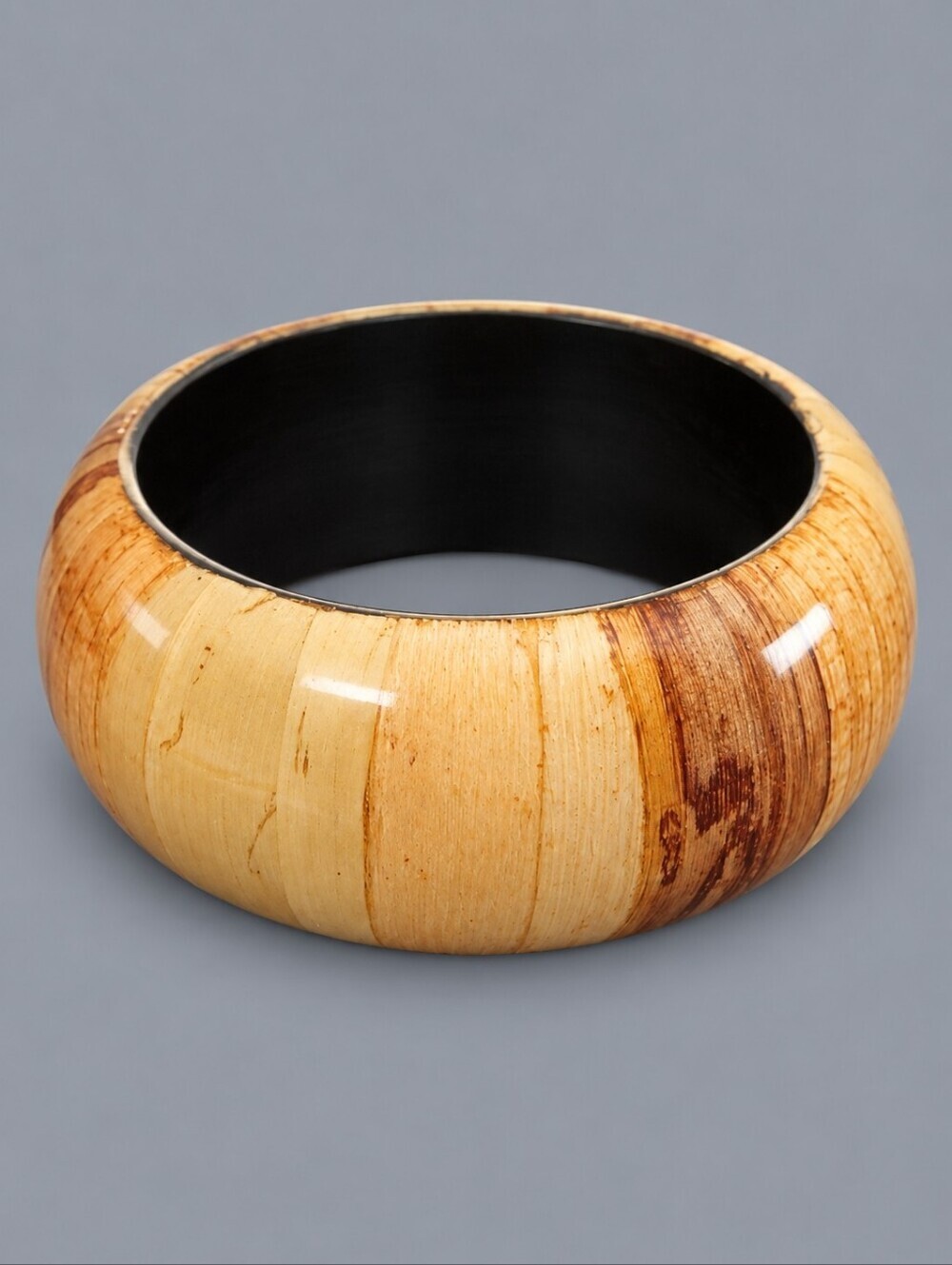 VTG Acrylic Wood Inlay Chunky Bangle Bracelet